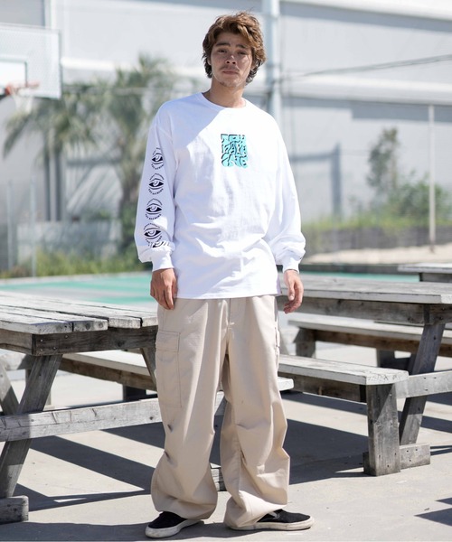 TOY　MACHINE（トイ　マシーン）の「【ムラサキスポーツ別注】TOY MACHINE/トイマシーン LSTシャツ ロンT ビッグシルエット バックプリント MTMFDLT3（Tシャツ/カットソー・メンズ・ブラック/ベージュ/ホワイト・M/L/XL）」の8枚目の写真