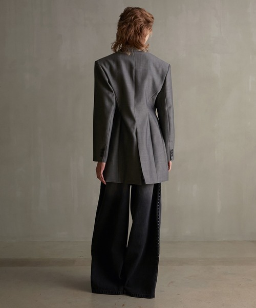 PRANK PROJECT(プランクプロジェクト)の「フォルムダブルジャケット / Formed Double Jacket(テーラードジャケット・レディース・グレー/ブラック・FREE)」の3枚目の写真