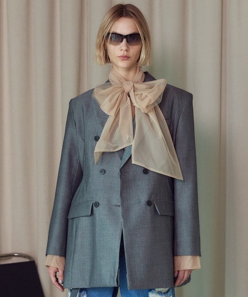 PRANK PROJECT(プランクプロジェクト)の「フォルムダブルジャケット / Formed Double Jacket(テーラードジャケット・レディース・グレー/ブラック・FREE)」の22枚目の写真