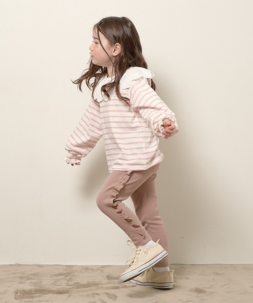 セール】【エニウェアシリーズ】サイドフリル9分丈スリムパンツ