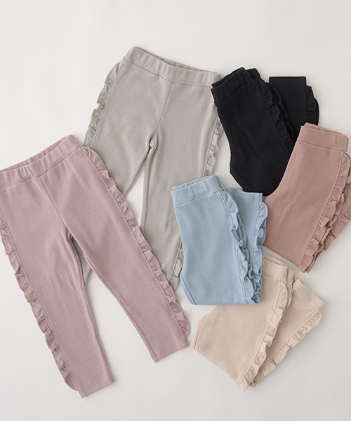 Lycee mine(リセマイン)の「【エニウェアシリーズ】サイドフリル9分丈スリムパンツ(その他パンツ・キッズ・グレイッシュベージュ/ベビーピンク/モカ/サックスブルー/ライトベージュ/ブラック・100cm/120cm/110cm/140cm/130cm)」の10枚目の写真