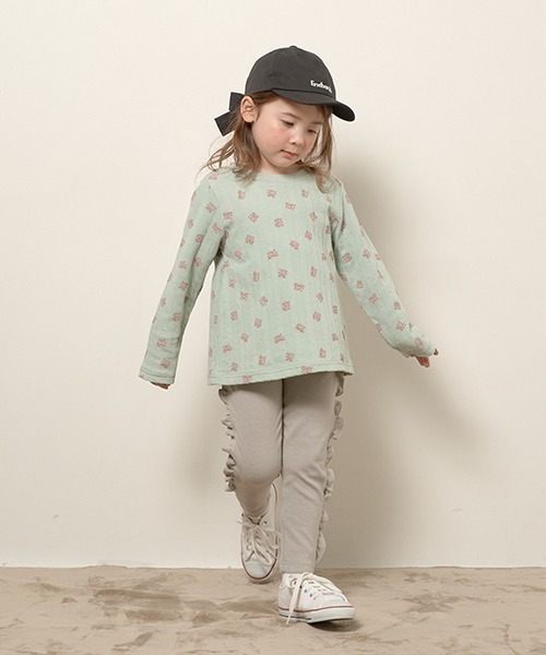 Lycee mine(リセマイン)の「【エニウェアシリーズ】サイドフリル9分丈スリムパンツ(その他パンツ・キッズ・グレイッシュベージュ/ベビーピンク/モカ/サックスブルー/ライトベージュ/ブラック・100cm/120cm/110cm/140cm/130cm)」の18枚目の写真