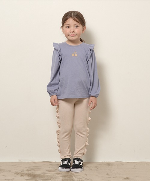 Lycee mine(リセマイン)の「【エニウェアシリーズ】サイドフリル9分丈スリムパンツ(その他パンツ・キッズ・グレイッシュベージュ/ベビーピンク/モカ/サックスブルー/ライトベージュ/ブラック・100cm/120cm/110cm/140cm/130cm)」の20枚目の写真