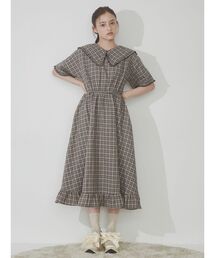merry jenny | チェックbigフリルカラーワンピース(ワンピース)