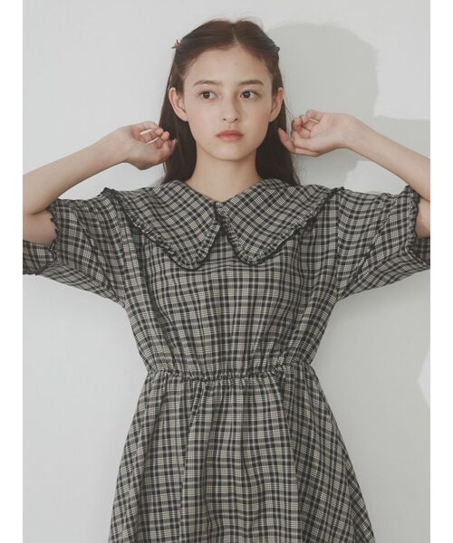 merry jenny（メリージェニー）の「チェックbigフリルカラーワンピース（ワンピース・レディース・ブラック/ボルドー/ブラウン・FREE）」の15枚目の写真
