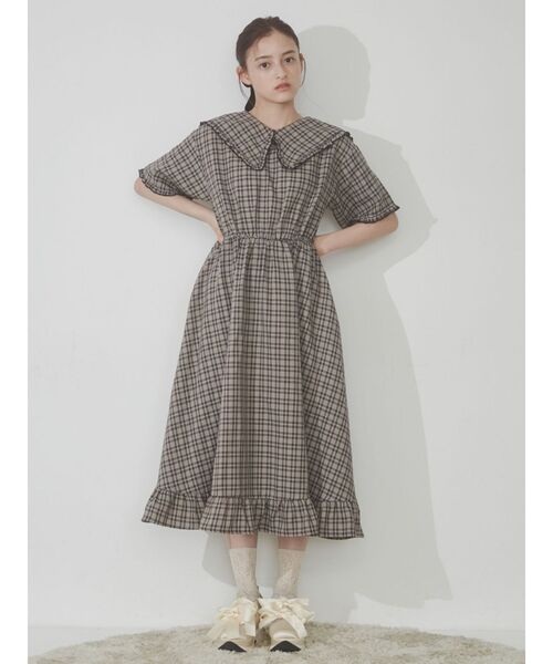 merry jenny（メリージェニー）の「チェックbigフリルカラーワンピース（ワンピース・レディース・ブラック/ボルドー/ブラウン・FREE）」の19枚目の写真