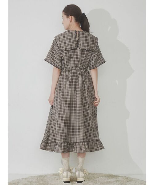 merry jenny（メリージェニー）の「チェックbigフリルカラーワンピース（ワンピース・レディース・ブラック/ボルドー/ブラウン・FREE）」の6枚目の写真