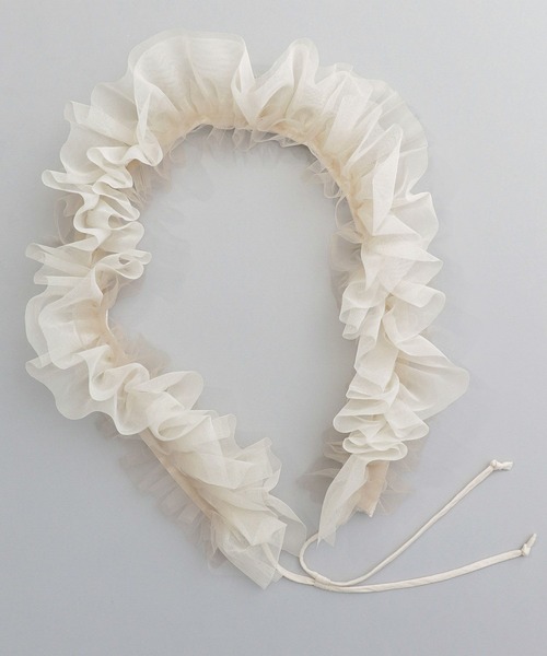 A part by(アパートバイ)の「チュールサッシュ(ベルト・レディース・ブラック/ライトベージュ・FREE)」の2枚目の写真