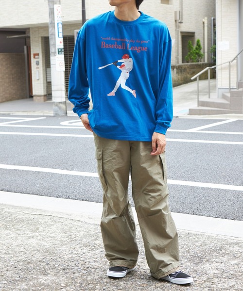 PAIRMANON STREET（ペアマノンストリート）の「【PAIRMANON STREET】【かぞくおそろい】【パパサイズ】ビッグシルエット 長袖プリントTシャツ（Tシャツ/カットソー・メンズ・ベージュ系その他/オレンジ系その他/ブラック系その他2/ブラック系その他/テラコッタ/ブルー系その他/グリーン系その他/マスタード/ブルー系その他2/イエロー系その他・FREE）」の18枚目の写真