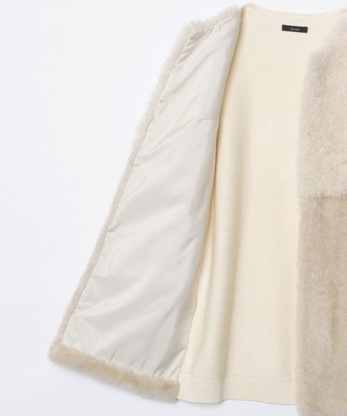 allureville ホワイトファーベスト allureville ベスト ジレ ジャガードフェイクファーコンビニットジレ