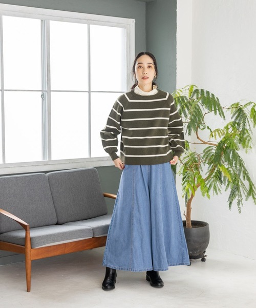 studio CLIP(スタディオクリップ)の「デニムスカーチョ(デニムパンツ・レディース・ブルー/インディゴブルー/その他1/ライトブルー・MEDIUM/LARGE/フリー(L)/PM/SMALL)」の5枚目の写真