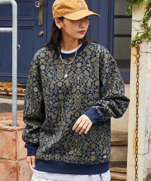 Dickies/ディッキーズ オーバーサイズ 総柄 裏起毛スウェット