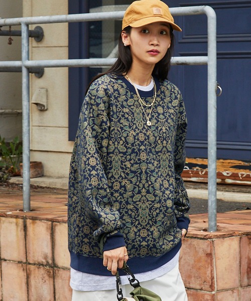 Dickies/ディッキーズ オーバーサイズ 総柄 裏起毛スウェット