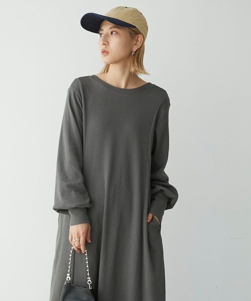 Chaco closet(チャコ クローゼット)の「ワッフルバックオープンフィットフレアワンピース(ワンピース・レディース・オートミール/チャコールグレー/ブラック・FREE)」の18枚目の写真