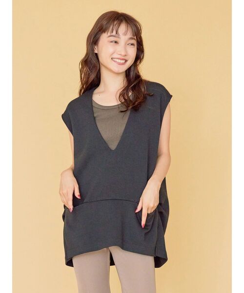 AMERICAN HOLIC(アメリカンホリック)の「SET ポンチベスト+テレコカットプルオーバー(Tシャツ/カットソー・レディース・チャコールグレー/モカ/ブラック・M/L)」の17枚目の写真
