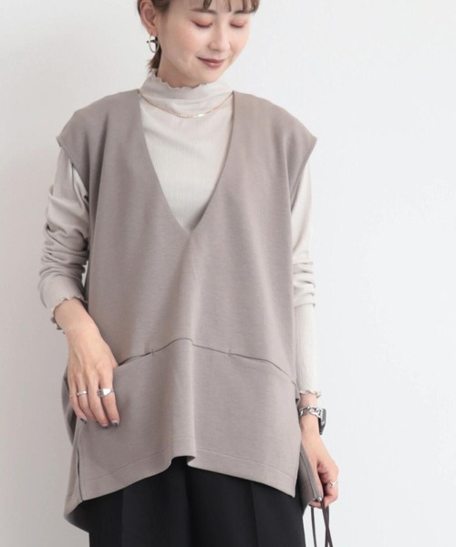 AMERICAN HOLIC(アメリカンホリック)の「SET ポンチベスト+テレコカットプルオーバー(Tシャツ/カットソー・レディース・チャコールグレー/モカ/ブラック・M/L)」の3枚目の写真