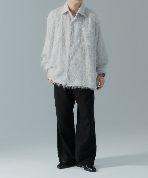 epnok（エプノック）の「ベーシックルーズフリンジシャツ（シャツ/ブラウス・メンズ・ライトグレー/ブラック・LARGE/MEDIUM/SMALL）」の8枚目の写真