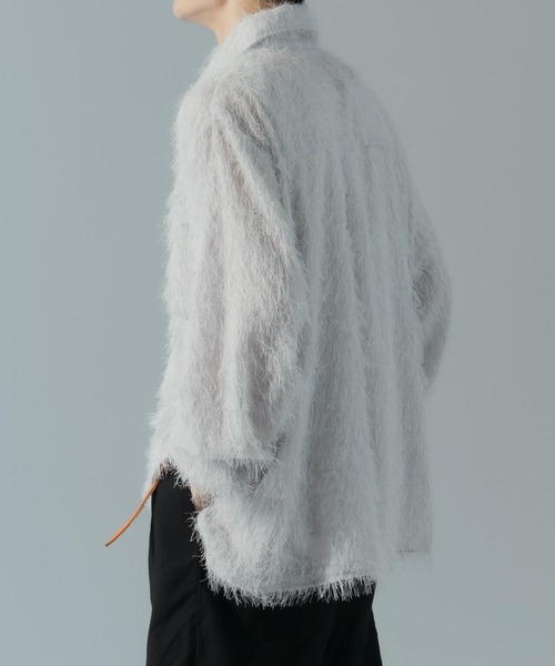 epnok（エプノック）の「ベーシックルーズフリンジシャツ（シャツ/ブラウス・メンズ・ライトグレー/ブラック・LARGE/MEDIUM/SMALL）」の4枚目の写真