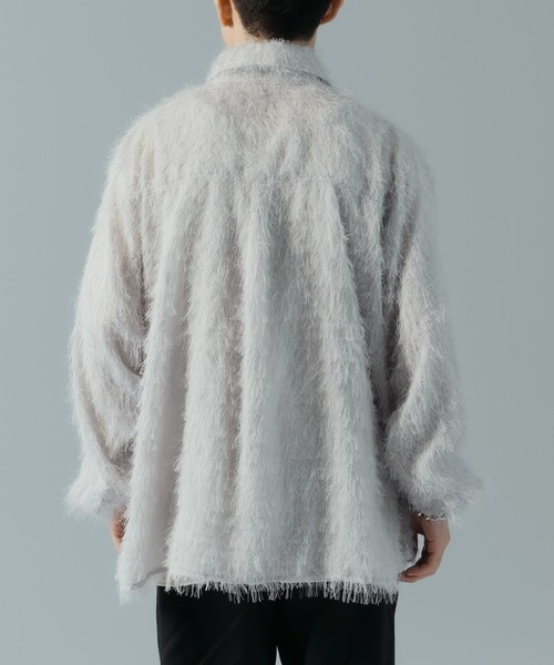 epnok（エプノック）の「ベーシックルーズフリンジシャツ（シャツ/ブラウス・メンズ・ライトグレー/ブラック・LARGE/MEDIUM/SMALL）」の5枚目の写真