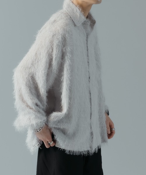 epnok（エプノック）の「ベーシックルーズフリンジシャツ（シャツ/ブラウス・メンズ・ライトグレー/ブラック・LARGE/MEDIUM/SMALL）」の6枚目の写真
