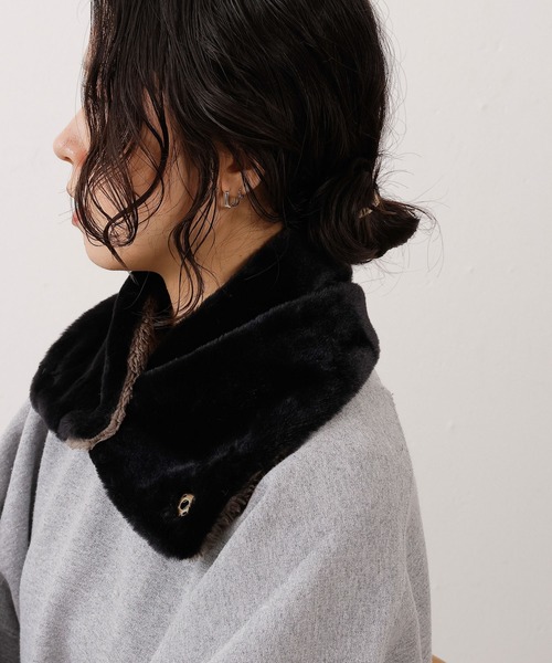 セール】ボタン付ふわふわモフモフネックウォーマー（ネックウォーマー