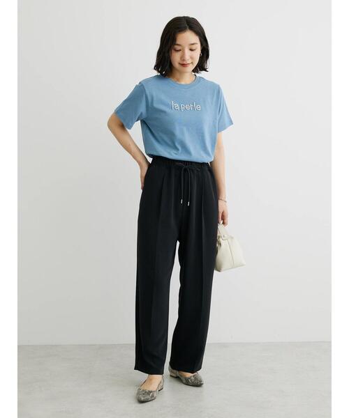 Green　Parks（グリーンパークス）の「イージーウエストセンタープレスストレートパンツ（その他パンツ・レディース・ピンク/ブラック/ホワイト系その他2・FREE）」の6枚目の写真