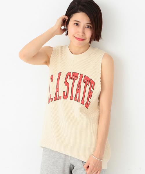 Another Edition（アナザーエディション）の「GOOD ROCK SPEEDロゴクルーネックノースリーブ/BCgood/s LOGO CN NSL◆（Tシャツ/カットソー・レディース・ナチュラル/ネイビー・ﾌﾘ-）」の2枚目の写真