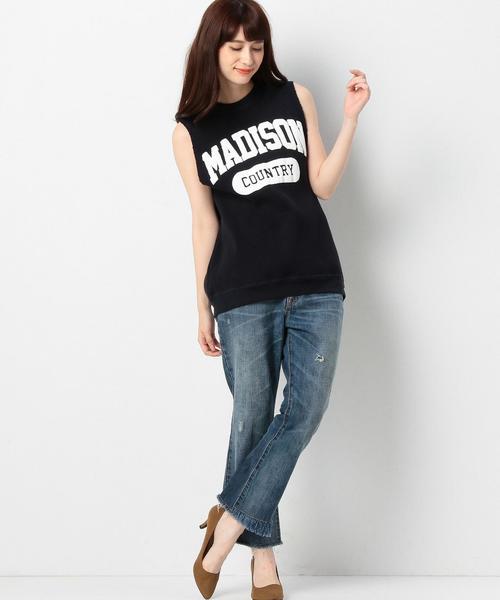 Another Edition（アナザーエディション）の「GOOD ROCK SPEEDロゴクルーネックノースリーブ/BCgood/s LOGO CN NSL◆（Tシャツ/カットソー・レディース・ナチュラル/ネイビー・ﾌﾘ-）」の6枚目の写真