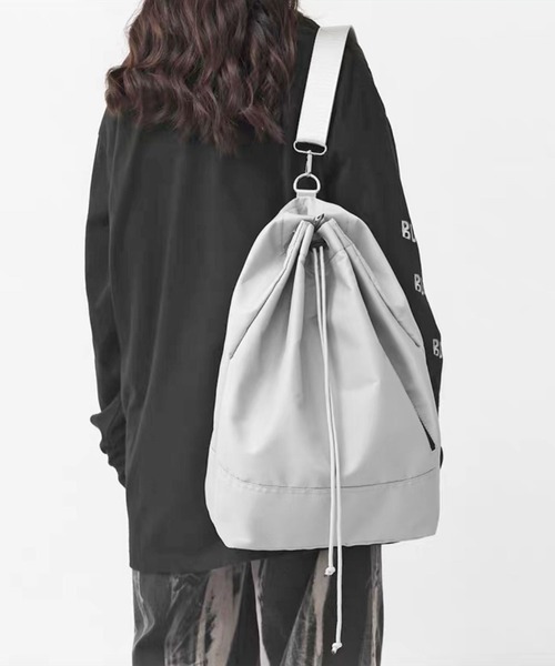 Theater code（シアターコード）の「nylon sack/ナップサック ジムサック ワンショルダーバッグ 巾着バッグ ナイロン 2WAY（ショルダーバッグ・メンズ・ブラック/シルバー・FREE）」の14枚目の写真