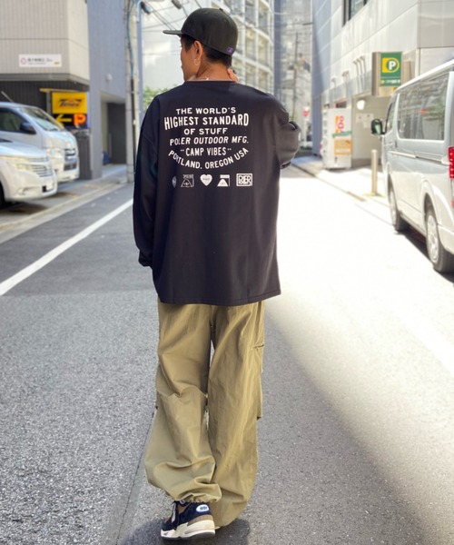 POLeR(ポーラー)の「【ムラサキスポーツ別注】POLER/ポーラー ロンT 吸汗速乾 胸刺繍 バックプリント クルーネック 232MCV4012(Tシャツ/カットソー・メンズ・ホワイト×ブラック/ブラック×ホワイト・M/L/XL)」の16枚目の写真