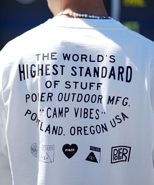 POLeR(ポーラー)の「【ムラサキスポーツ別注】POLER/ポーラー ロンT 吸汗速乾 胸刺繍 バックプリント クルーネック 232MCV4012(Tシャツ/カットソー・メンズ・ホワイト×ブラック/ブラック×ホワイト・M/L/XL)」の10枚目の写真