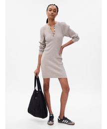 GAP | CashSoft カシミヤタッチ ヘンリー ミニ ニットワンピース(ワンピース)