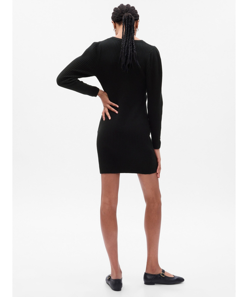 GAP（ギャップ）の「CashSoft カシミヤタッチ ヘンリー ミニ ニットワンピース（ワンピース・レディース・グレー/ブラック・M/S/XXS/L/XS/XL）」の4枚目の写真