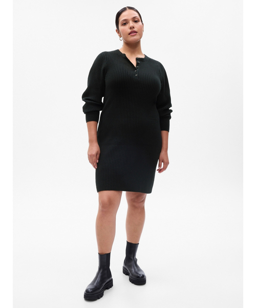 GAP（ギャップ）の「CashSoft カシミヤタッチ ヘンリー ミニ ニットワンピース（ワンピース・レディース・グレー/ブラック・M/S/XXS/L/XS/XL）」の6枚目の写真