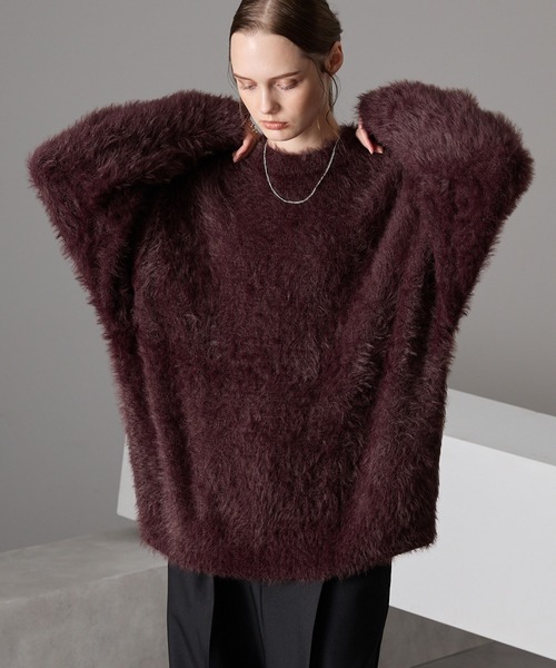 MONO-MART（モノマート）の「オーバーサイズファーニットプルオーバー（ニット/セーター・レディース・チャコール/グレー系/ブルー/ブラック/テラコッタ/ダークブラウン/ライトグレー/ダークネイビー/ワイン・M/L）」の9枚目の写真