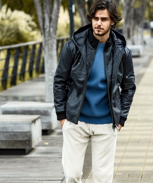 AKM Contemporary（エイケイエムコンテンポラリー）の「【WEB・直営店限定】AKM Contemporary(エイケイエムコンテンポラリー)レイヤードシープレザー キルティング 中綿フード ライダースジャケット（保温性/防風性）（ライダースジャケット・メンズ・ブラック/ネイビー/ブラウン・S/M/L/XL）」の21枚目の写真