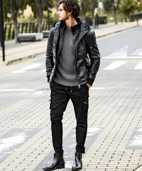 AKM Contemporary（エイケイエムコンテンポラリー）の「【WEB・直営店限定】AKM Contemporary(エイケイエムコンテンポラリー)レイヤードシープレザー キルティング 中綿フード ライダースジャケット（保温性/防風性）（ライダースジャケット・メンズ・ブラック/ネイビー/ブラウン・S/M/L/XL）」の7枚目の写真