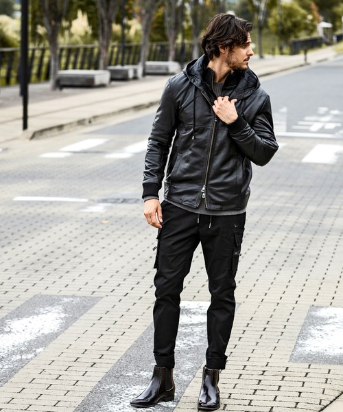 AKM Contemporary（エイケイエムコンテンポラリー）の「【WEB・直営店限定】AKM Contemporary(エイケイエムコンテンポラリー)レイヤードシープレザー キルティング 中綿フード ライダースジャケット（保温性/防風性）（ライダースジャケット・メンズ・ブラック/ネイビー/ブラウン・S/M/L/XL）」の9枚目の写真