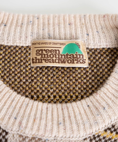 RAGEBLUE(レイジブルー)の「【green mountain threadworks】チェック柄/クルーネックルーズニット(ニット/セーター・メンズ・ネイビー/ホワイト・MEDIUM/LARGE)」の6枚目の写真