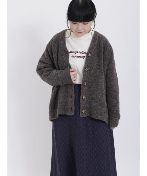 Samansa Mos2（サマンサ モスモス）の「【マルチファンクション】快適!風を通さないブークレニット（カーディガン/ボレロ・レディース・ブルー/ブラウン/ピンク/キナリ・F）」の7枚目の写真