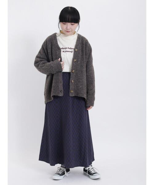 Samansa Mos2（サマンサ モスモス）の「【マルチファンクション】快適!風を通さないブークレニット（カーディガン/ボレロ・レディース・ブルー/ブラウン/ピンク/キナリ・F）」の8枚目の写真