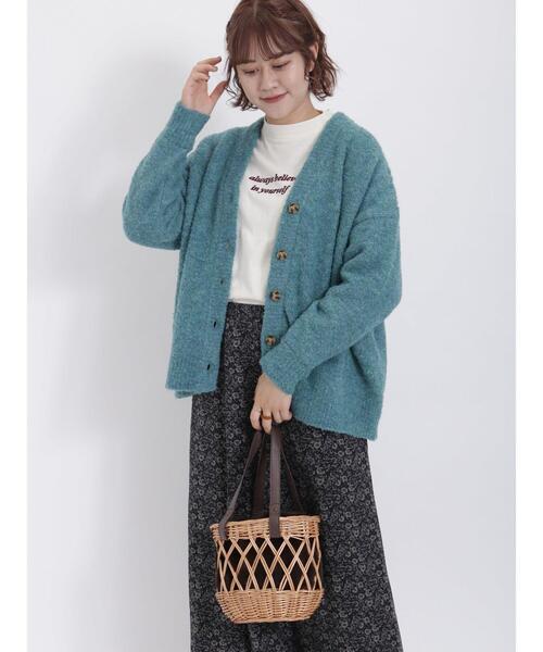 Samansa Mos2（サマンサ モスモス）の「【マルチファンクション】快適!風を通さないブークレニット（カーディガン/ボレロ・レディース・ブルー/ブラウン/ピンク/キナリ・F）」の13枚目の写真