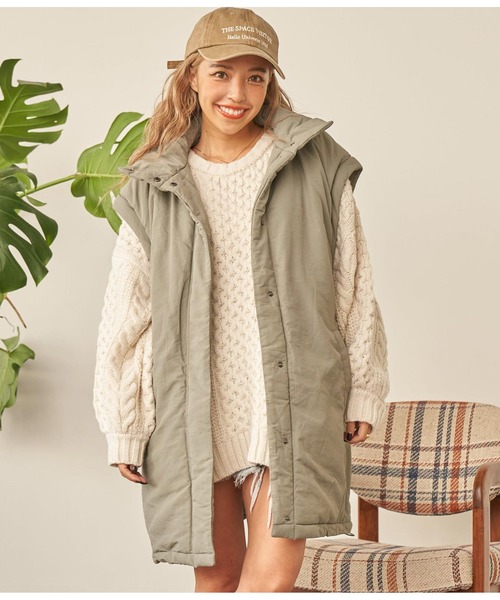 anap mimpi（アナップミンピ）の「袖取り外し2WAY中綿モンスターパーカー（ダウンジャケット/コート・レディース・カーキ/ブラック・FREE）」の19枚目の写真