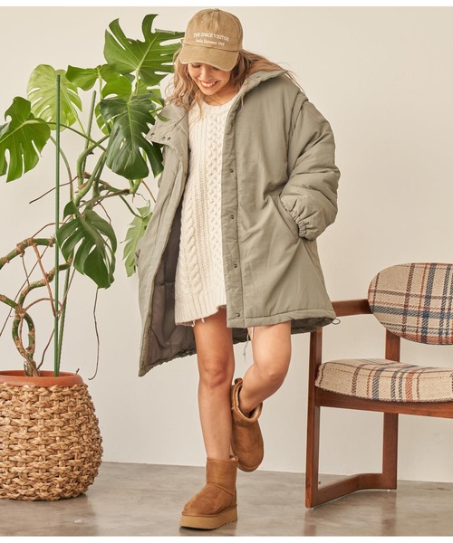 anap mimpi（アナップミンピ）の「袖取り外し2WAY中綿モンスターパーカー（ダウンジャケット/コート・レディース・カーキ/ブラック・FREE）」の16枚目の写真