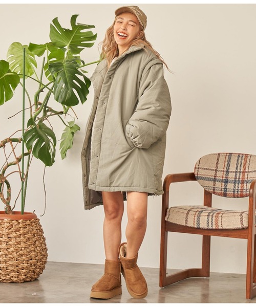 anap mimpi（アナップミンピ）の「袖取り外し2WAY中綿モンスターパーカー（ダウンジャケット/コート・レディース・カーキ/ブラック・FREE）」の17枚目の写真