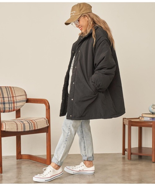 anap mimpi（アナップミンピ）の「袖取り外し2WAY中綿モンスターパーカー（ダウンジャケット/コート・レディース・カーキ/ブラック・FREE）」の8枚目の写真