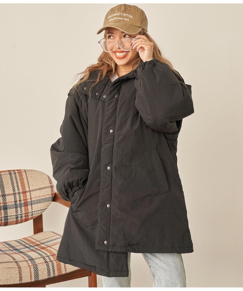 anap mimpi（アナップミンピ）の「袖取り外し2WAY中綿モンスターパーカー（ダウンジャケット/コート・レディース・カーキ/ブラック・FREE）」の3枚目の写真