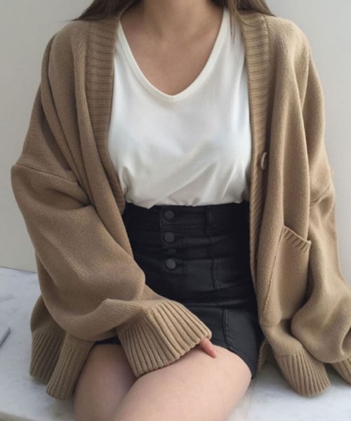 CANVAS+(キャンバスプラス)の「【CANVAS+】ソフトタッチニットカーディガン(カーディガン/ボレロ・レディース・ネイビー/グレー/ブラック/ベージュ・M)」の3枚目の写真