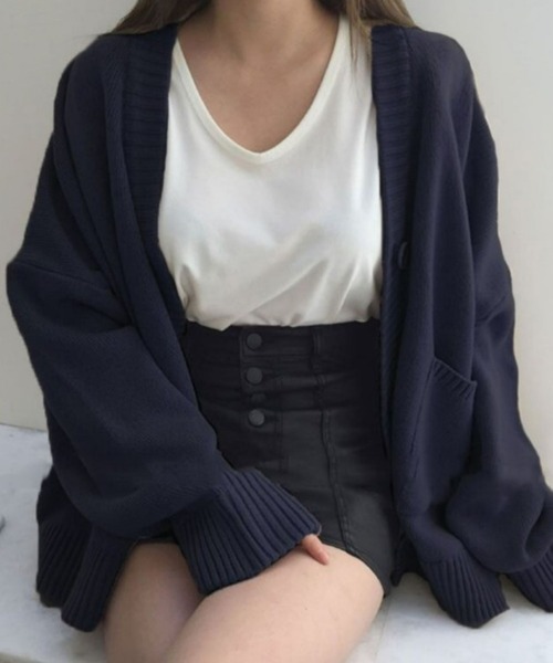 CANVAS+(キャンバスプラス)の「【CANVAS+】ソフトタッチニットカーディガン(カーディガン/ボレロ・レディース・ネイビー/グレー/ブラック/ベージュ・M)」の9枚目の写真
