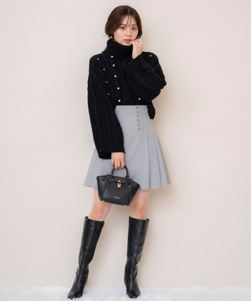 WILLSELECTION(ウィルセレクション)の「サイドボタンミニスカート(スカート・レディース・ブラック/グレー/レッド・MEDIUM)」の3枚目の写真